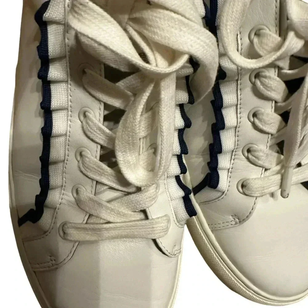 Tory Burch WHITE WITH NAVY BLUE TRIM Sport Sneakers Size 11M